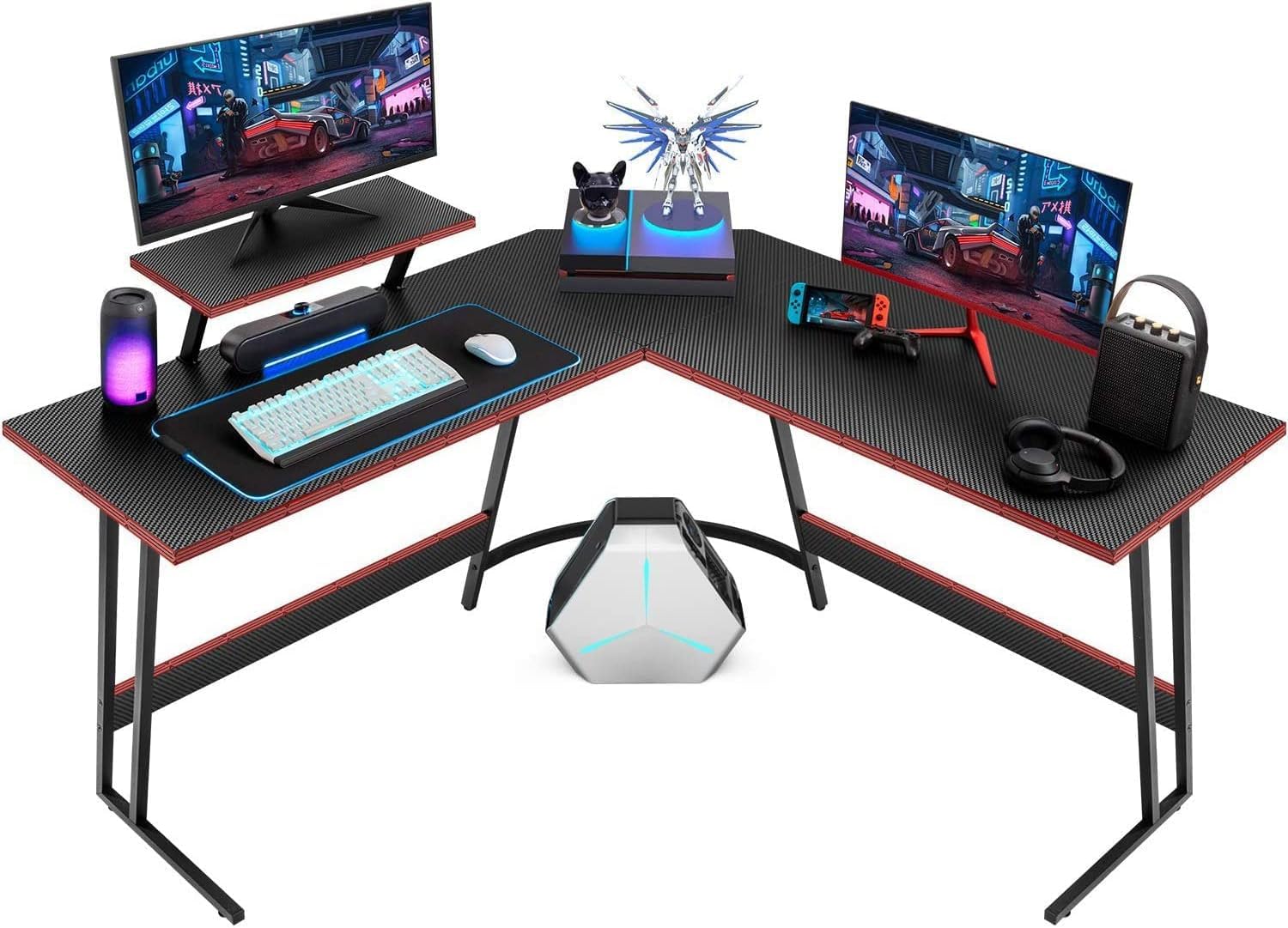 Amazon | ゲーミングデスク L字デスク「メーカー2年保証」 幅130cm